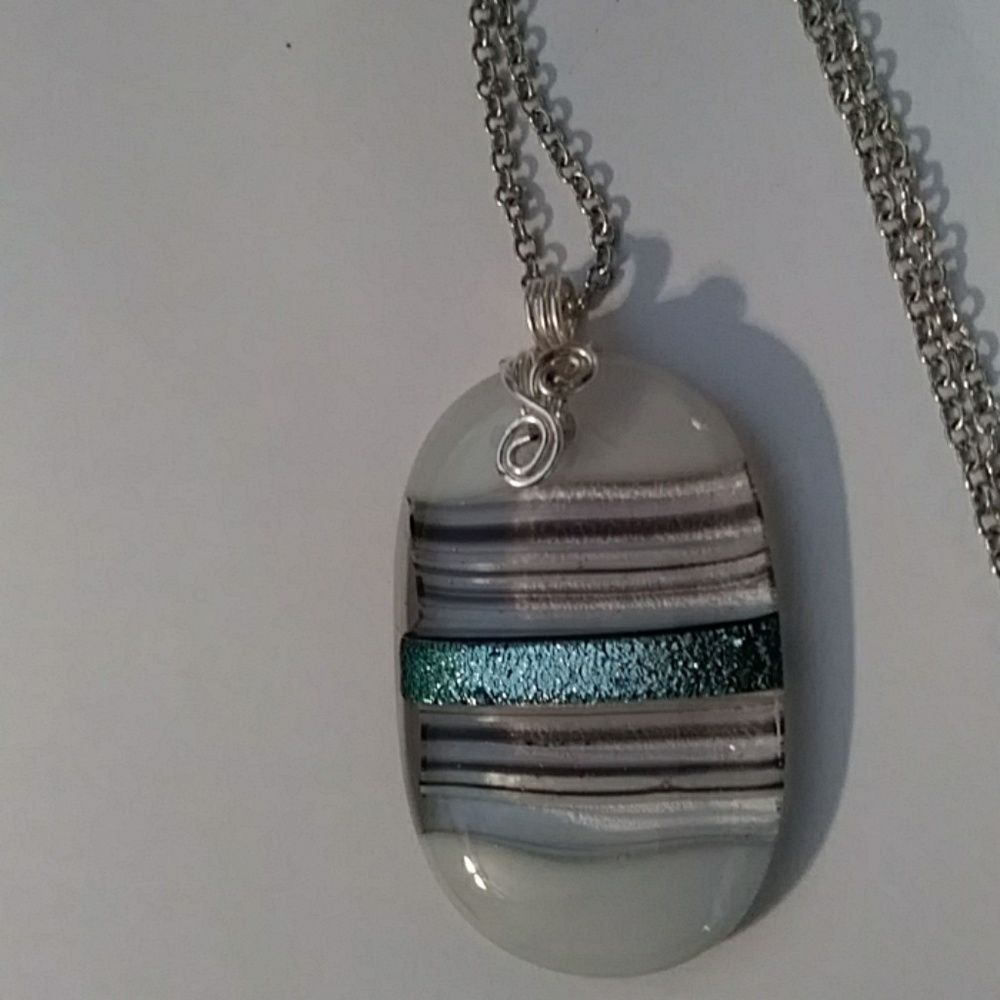 Hand Blown & Painted Glass Pendant